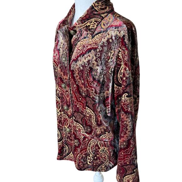 EUC Chico's Arabian Nights Velvet Luster Jacket Sz 2XL Lined - Picture 3 of 16